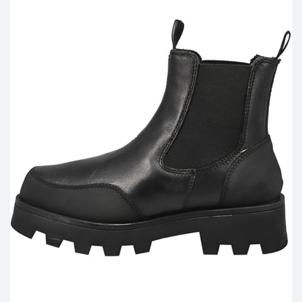 Cougar Shani Leather Waterproof Snow Boots, Black Chunky Chelsea Boots-Size 10